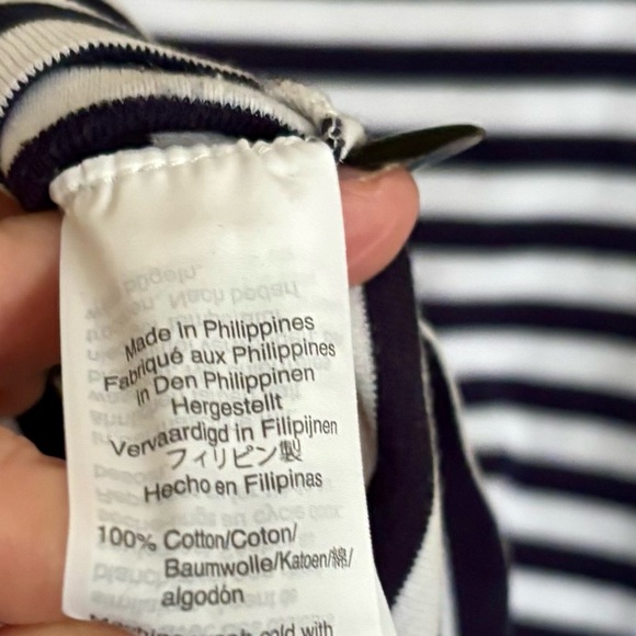 J. Crew| Casual Navy & White Striped Soft Long Sleeve Cotton Tee Shirt Sz Small - Picture 6 of 6